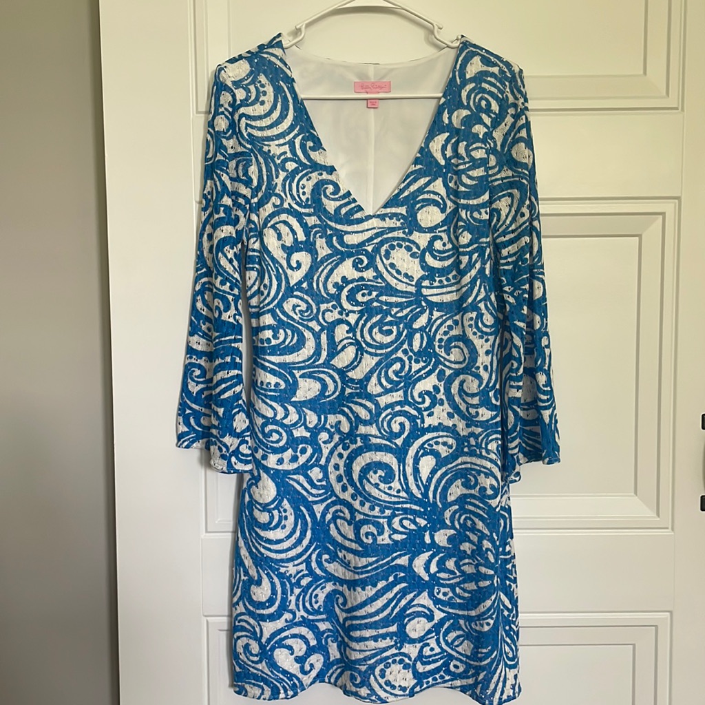 Lilly Pulitzer Blue And White Long Sleeve Dress